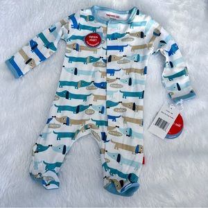 MAGNETIC ME Newborn Sleeper Dachshunds Wiener Dogs footie cotton one piece NWT